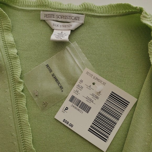 Petite Sophisticate Silk Stretch Cardigan & Shell Set | NWT | P | Light Green - Picture 9 of 16